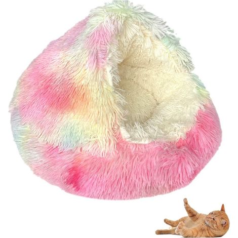 Nid d'hiver chaud en forme de coquillage pour chat, lit pour chat semi-entouré, niche fermée pour chien (1/5)