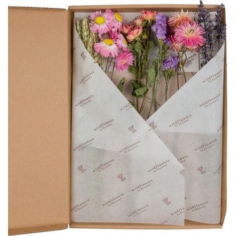 Fleurs Séchées Roses Décoratives en Coffret, Lot de 5 Tiges, Présentation Boîte aux Lettres, 30 cm - PANGIVO