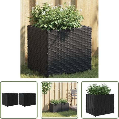 vidaXL Pflanzkübel 2 Stk. Schwarz 36x30x32 cm Poly Rattan (1/5)