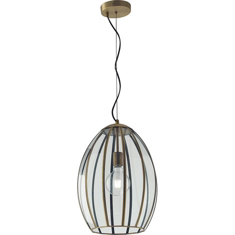 "Sospensione CHESTER in vetro con rifiniture in metallo ottone 33.5x23 cm." (1/3)