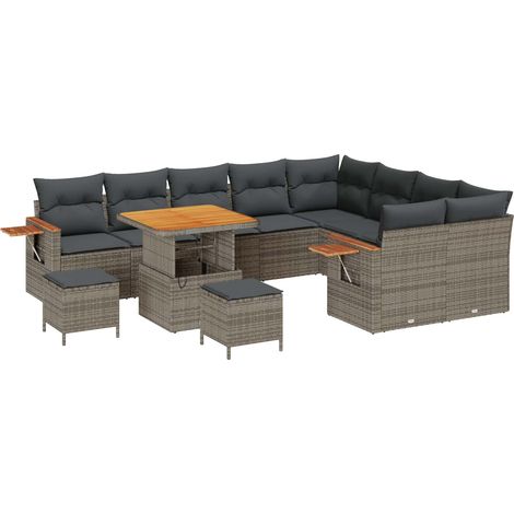 Garden Sofa Set 12 pcs Grey Poly Rattan vidaXL (1/5)
