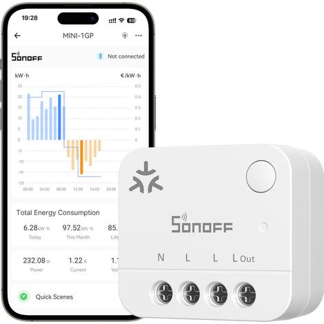 SONOFF MINI-1GP Matter über WiFi Smart Energy Meter
Matter-kompatibler 16A Smart Energy Meter mit bidirektionaler Leistungsüberwachung für PV-Anlagen, lokale Weboberfläche (1/5)