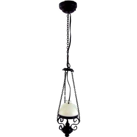Lampe à pétrole noire pour maison de poupée, abat-jour blanc, suspension électrique ( )