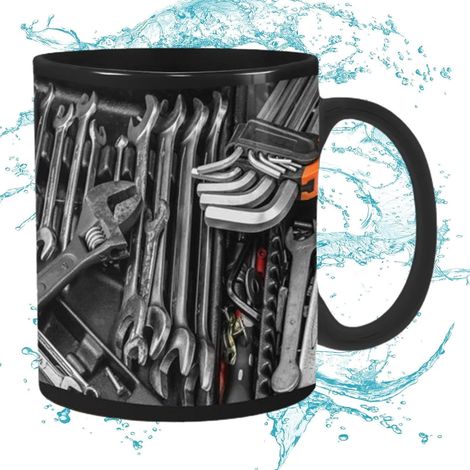 Werkzeugkasten-Becher für Mechaniker, Mechaniker-Becher – Lustiger schwarzer Keramikbecher für Kaffee, Keramik-Teebecher mit großem Fassungsvermögen für Bier, Whisky, Wasser, Suppe (1/5)