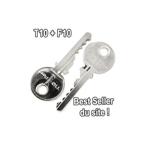 Clé pass PTT T10 et F10 – Usinage laser haute précision – Pour cylindres et serrures – 2 clés en acier