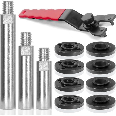 Extensión para amoladora angular, 12 accesorios con rosca de 5/8-11, llave universal ajustable, 4 juegos de tuercas de seguridad para brida de amoladora