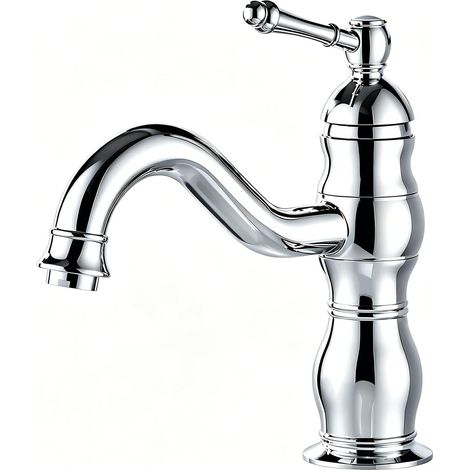 Mitigeur Lavabo Rétro Chromé, Robinet Lavabo Laiton Pivotant 360° (1/5)