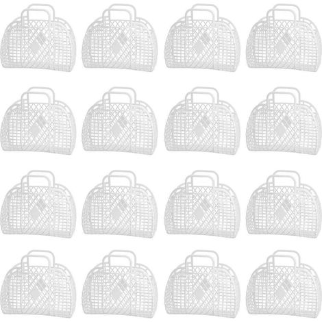 Ensemble de 16 paniers de rangement de salle de bain en plastique à motif diamant, souples et portables (1/5)