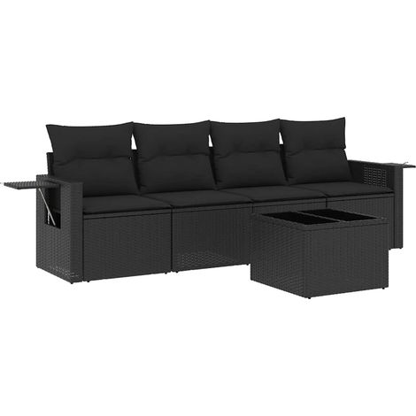 Maison Exclusive - Set de muebles de jardín 5 pzas y cojines ratá (1/5)