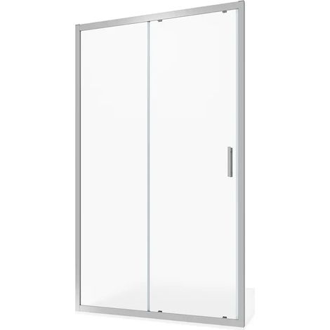 Porte de douche coulissante pour niche 110 cm Profilés aluminium chromé Verre opaque 6 mm Ajustable 107-111cm h198 - Réversible Mod. Tahiti