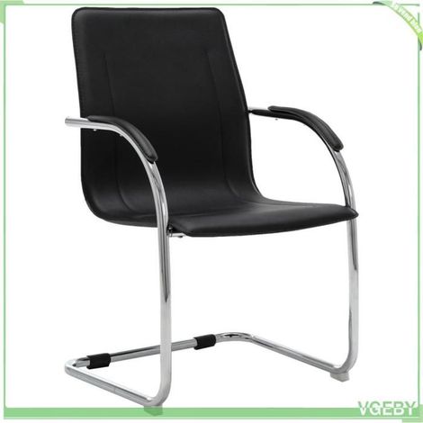 Chaise de bureau cantilever - FAF7291712406836 - Similicuir noir - Dossier ergonomique - Structure chromée (1/5)