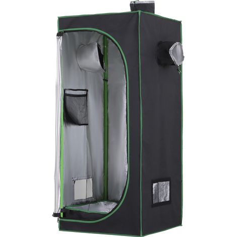 Tente de culture hydroponique Oxford 600D avec 3 aérations réglables et une fenêtre, pour culture hydroponique d'intérieur, avec passe-câbles, 60 x 60 x 140 cm, noire