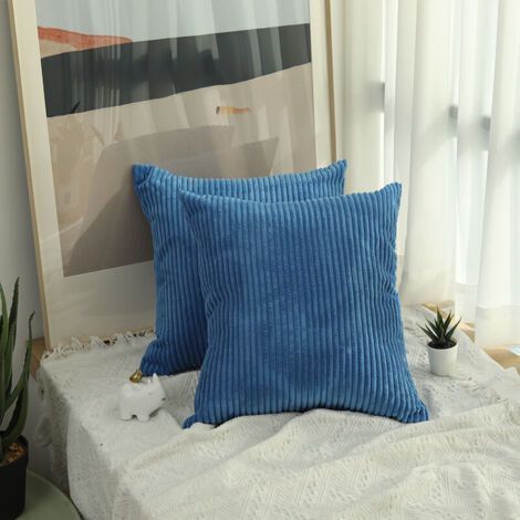 (Blue) Cushion cover set of 2 velvet cushion cover 45x45 cm, corduroy sofa cushion cover (1/5)