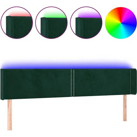 Maison Exclusive - Testiera a LED Verde Scuro 203x16x78/88 cm in Velluto (1/5)