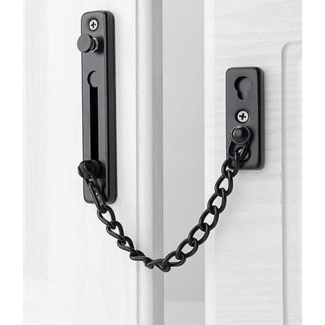 2 Pièces Protège-porte de la chane avec serrure à ressort anti-vol, acier inoxydable noir mat (1/5)