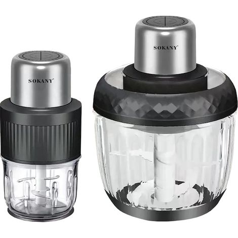 Hachoir électrique 2 en 1, SK-YM-7032, 4 lames en acier inoxydable de haute qualité, moteur puissant de 800 W, 3 L, récipient en verre, noir (1/5)