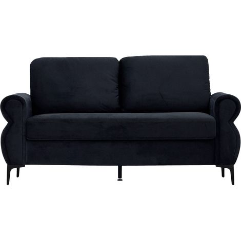 Divano 2 posti nero compatto HOMVRA 173,5 cm con struttura in metallo e legno (1/5)