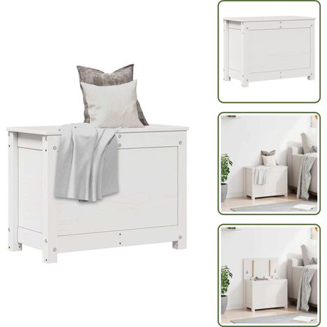 Boîte de rangement Blanc 60x32x45,5 cm Bois massif de pin - Boîte De Rangement - Meuble De Rangement - Rangement Intérieur - Bois Massif - Pin (1/5)