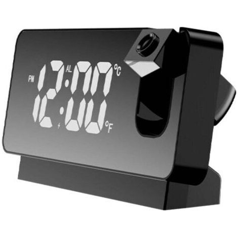Mirror projection alarm clock with alarm setting and built-in climate indicator (black and colored lights) (1/4)