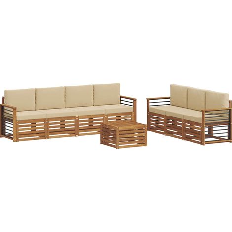 Sofagarnituren 8 pcs Natur und Beige Massivholz Akazie vidaXL (1/5)