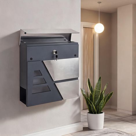 Boîte aux lettres murale avec porte-journaux gris anthracite (1/5)