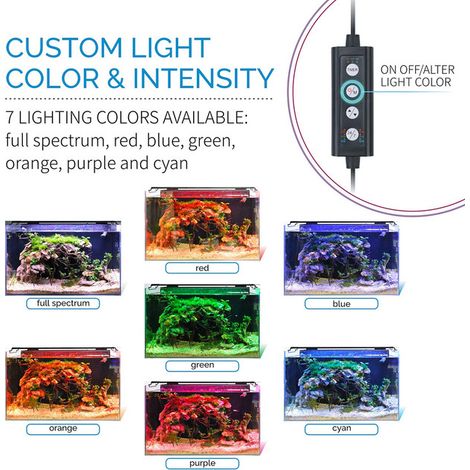 Éclairage LED pour Aquarium Lampe Spectre Complet avec Minuteur Cycle 24/7 pour Plante Aquatique et Poisson Étanche