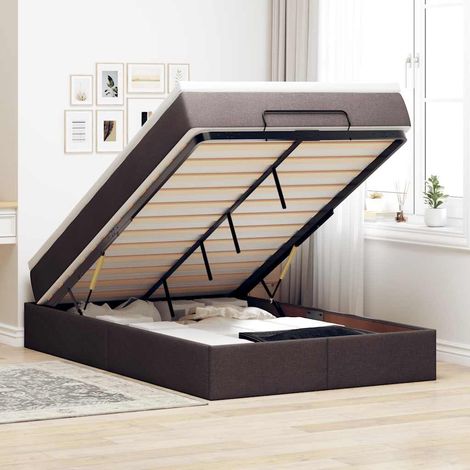 vidaXL Estructura de cama otomana colchón tela marrón oscuro 120x190cm (1/5)