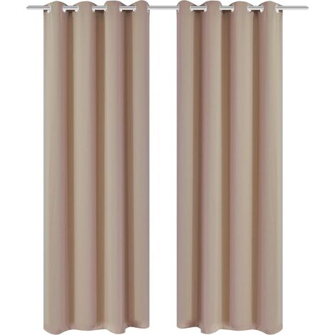 Rideaux occultants, 2 pièces, œillets métalliques, 135 x 175 cm, crème