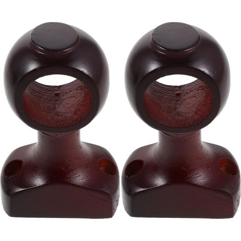 Lot de 2 Supports de Tringle à Rideaux en Bois Massif Fixation Murale pour Tringle à Rideaux Couleur Rouge Brun Diamètre 28 MM Accessoires Décoratifs pour Fenêtre et Maison (1/5)