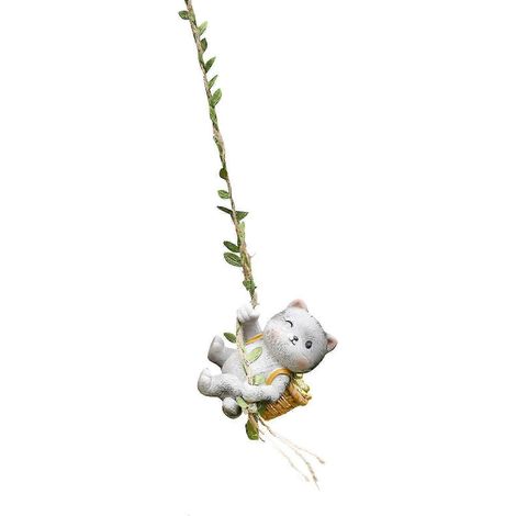 Figurine décorative oscillante pour jardin, pendentif mignon en forme de sculpture pour voiture, sapin de Noël, chambre d'enfant ou d'adulte, maison-Cat (1/5)