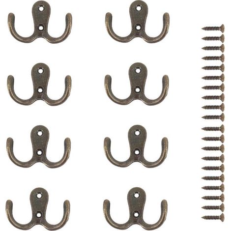 Pièces Crochet a Vis Double Métal Crochets et Patères Rangement pour la Maison étagères Tiroirs Casiers Bain(Bronze) (1/5)