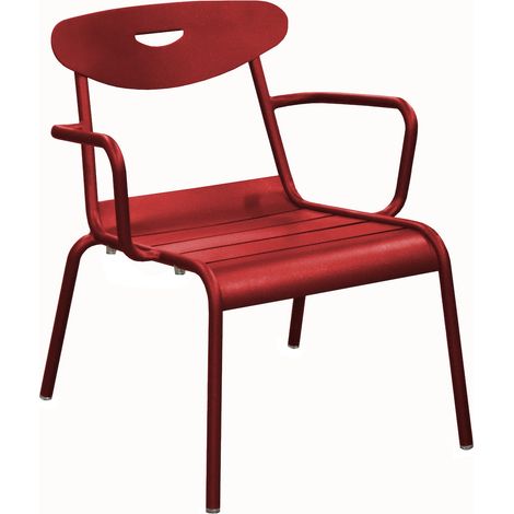 PROLOISIRS Fauteuil empilable en aluminium - SMILEY - Structure tube rond Ø 25 mm - Coloris rouge