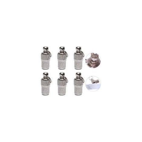 6 Pcs Médaillon Collier Chien en Fer Nickelé Identification Chat avec Papier d'Etiquette d'Adresse Pendentif Chien Personnalisé Anti-Perte Identification Chat Argente pour Collier Chien Chat (1/5)