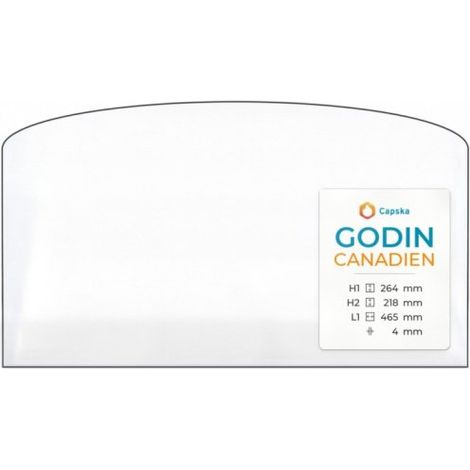 Vitre Godin CANADIEN - Verre Rectangle cintré pour poêle à bois - 465 x 264 / 218 mm (L1 x H1 / H2) - 4 mm