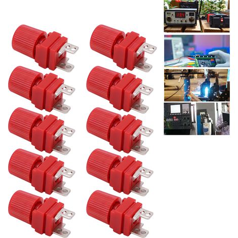 J.50017 Blocs de connexion pour onduleur 300-500 W, blocs de connexion carrés, lot de 10, rouge (1/5)