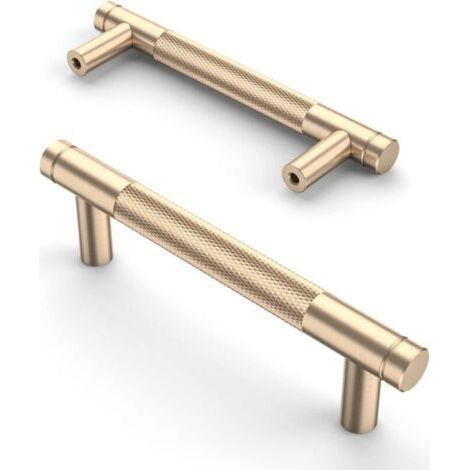 Set of 2 96mm Matte Knurled Gold Color Furniture Handles for Kitchen Drawers and Cupboards (1/5)