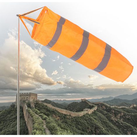 Orangefarbener 80-cm-Windrichtungsmessbeutel, Windfahne, Windfahne, reißfester Polyesterbeutel, ideal für den Außenbereich, Flughäfen, Bauernhöfe und Parks, reflektierend (1/5)