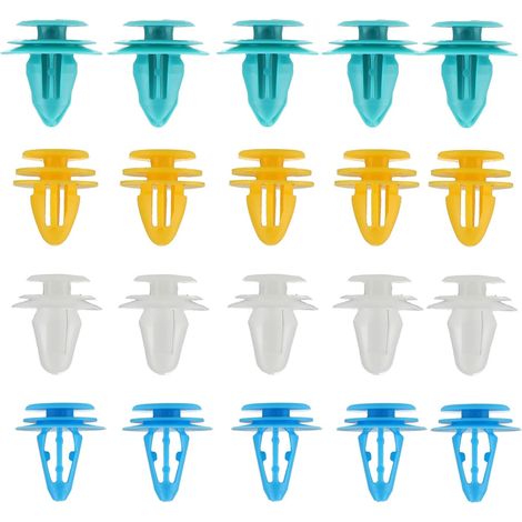 60 Clips de fixation voiture, Plastique universel, 4 tailles 8mm à 10mm, Pour panneaux de portes et carrosserie, Véhicules divers (1/5)
