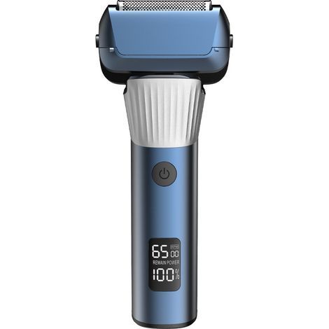 Rasoir électrique pour homme – Sans fil, rechargeable, 5 lames et 2 vitesses – Rasoir de voyage (utilisation à sec ou sous l'eau) – Rasage de près – Bleu (1/5)