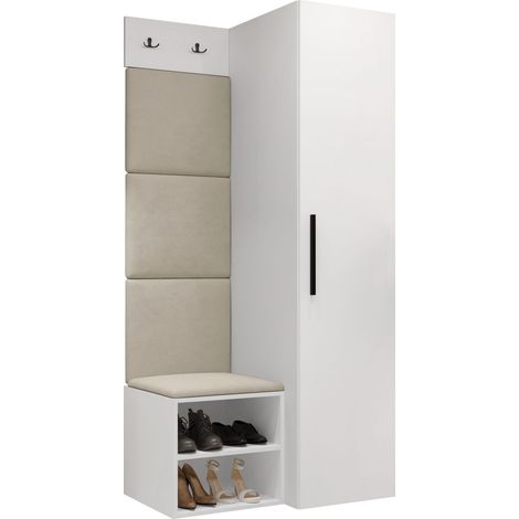 Conjunto para recibidor Nitos III, Manila 02, 191x82x50cm, Aglomerado laminado, Tapiz, Colocada, Montada en la pared