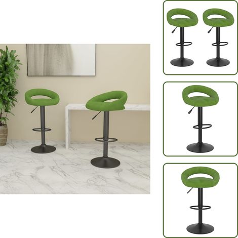 vidaXL Tabourets de bar lot de 2 vert clair velours (1/5)