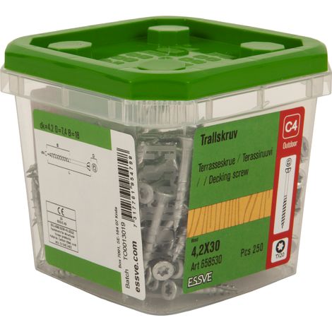 Tornillos para tarimas ESSVE DECKING CorrSeal para tablas de madera 4,2 x 30 mm, 250 unidades (1/2)