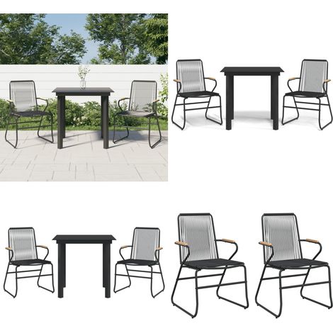 Set da Pranzo da Giardino 3 pz Nero in Rattan PVC - Sedie da pranzo - Tavolo da pranzo esterno