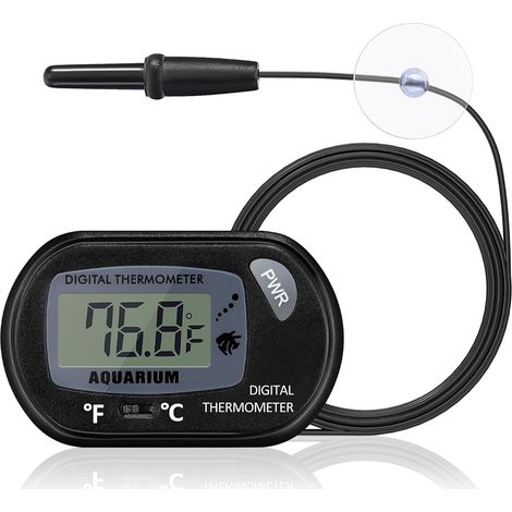 Termómetro para acuario con pantalla LCD grande, Fahrenheit/Celsius (℉/℃), termómetro para pecera, terrario de reptiles, termómetro digital para agua con ventosa.