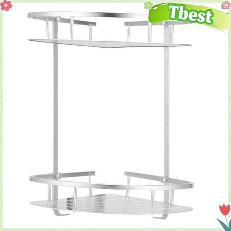 Tbest Support de douche Étagère de Douche D'angle 2 Plafond étagère en Aluminium Pratique pour les Salles de luminaire brosse (1/5)
