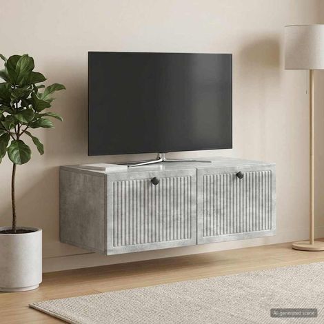 Wandmontierter TV-Schrank Betongrau 78,5 x 41 x 30 cm (1/5)