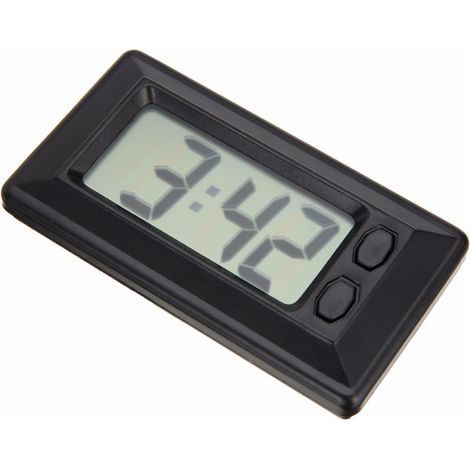 Horloge Numérique LCD - Affichage Heure Date Calendrier - Pour Tableau De Bord Voiture - Alimentation Autonome - 1 Pièce