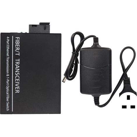 Convertisseur Fibre Ethernet 10/100M Monomode, Tx1310nm/Rx1550nm, Port RJ45, Alimentation 100-240V avec Prise UK, Boîtier Fibre Optique vers RJ45 (1/5)