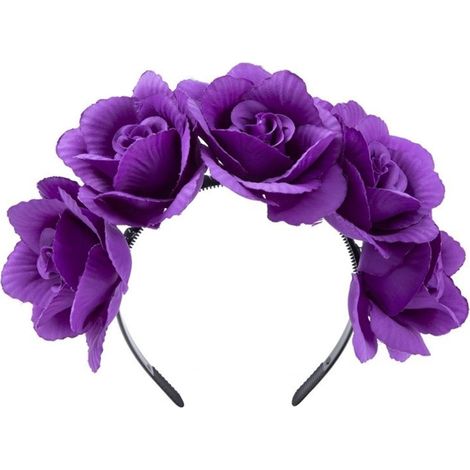 Serre-tête en tissu synthétique pour femme - Rose - Pour carnaval, fête - Accessoire de cheveux réaliste (1/4)