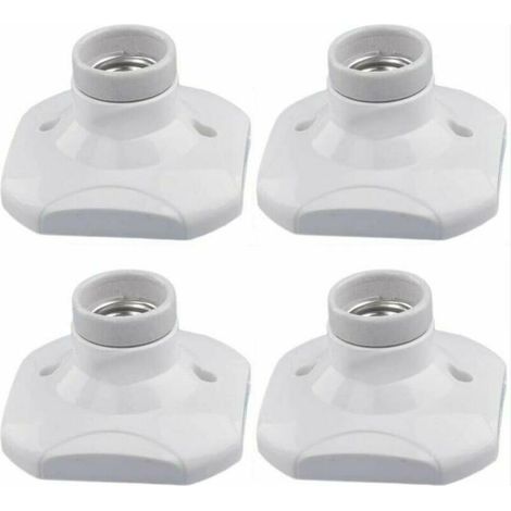 Douille E27 pour ampoule LED, douille E27 en céramique et culot en plastique, douille murale E27 blanche avec anneau pour éclairage d'entrée/plafond/